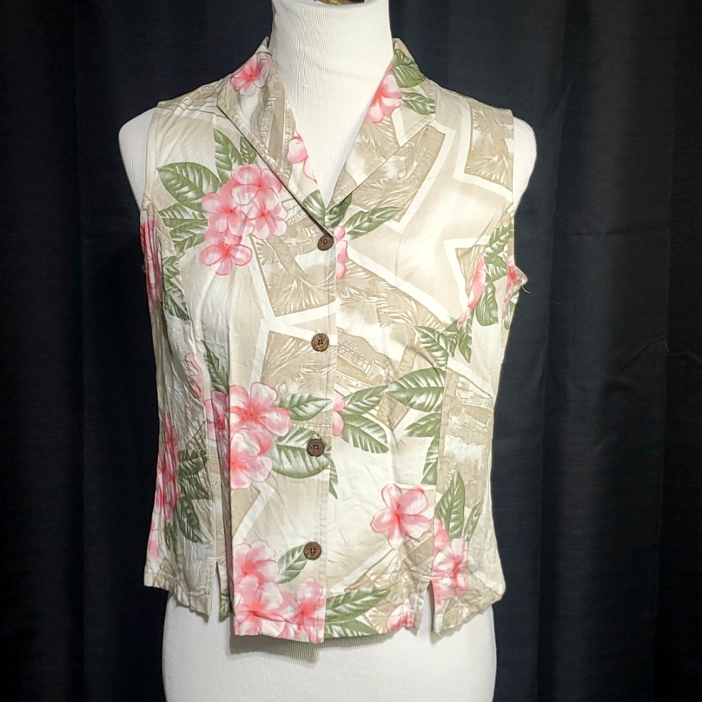 Collared Sleeveless Button Up Blouse - image 1